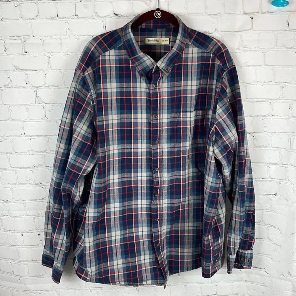 Faded Glory Blue and Red Plaid Button Up Size 2X